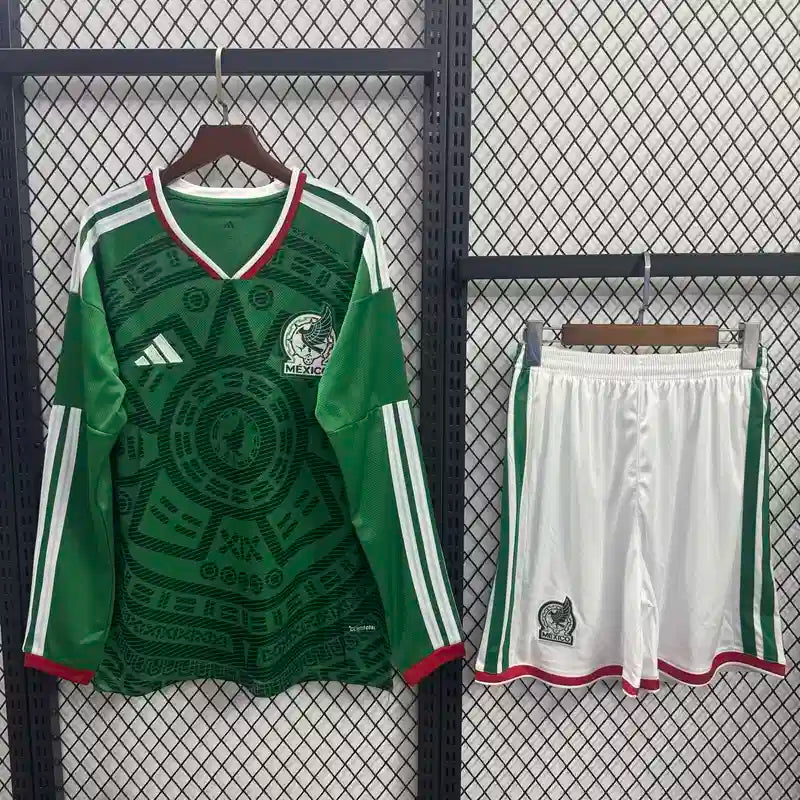2026 World Cup Mexico Home Kit - Kids Set Long Sleeves