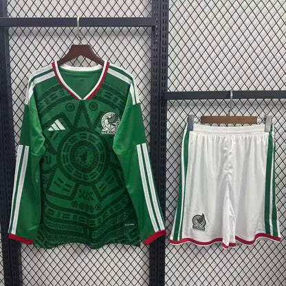 2026 World Cup Mexico Home Kit - Kids Set Long Sleeves