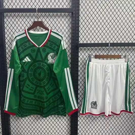 2026 World Cup Mexico Home Kit - Kids Set Long Sleeves