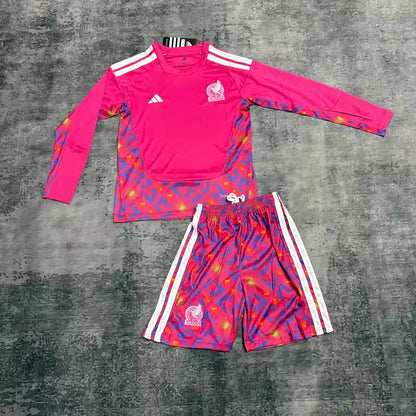 2026 World Cup Mexico Goalkeeper Pink Kit - Kids Set Long Sleeves