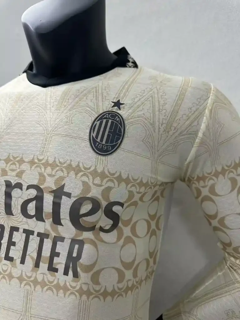 Ac Milan x Pleasures 24/25 White Kit -Long Sleeve – Player version - Image 3