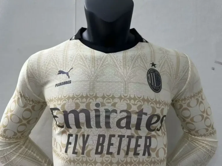 Ac Milan x Pleasures 24/25 White Kit -Long Sleeve – Player version - Image 2
